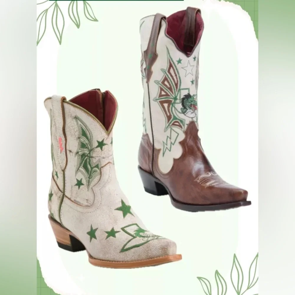 FERRINI | White Leather Dragon Star Bootie Size 8B
